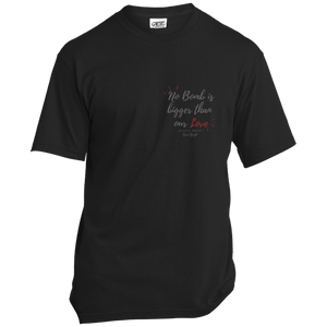 'No Bomb Is Bigger Than Our Love' Left Pocket Design T-Shirt